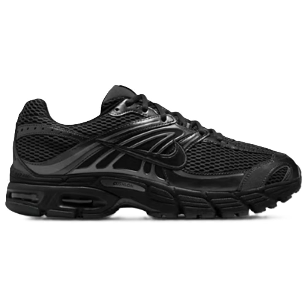 Men's black mesh running shoe with Nike swoosh and lace-up design, Air Max sole