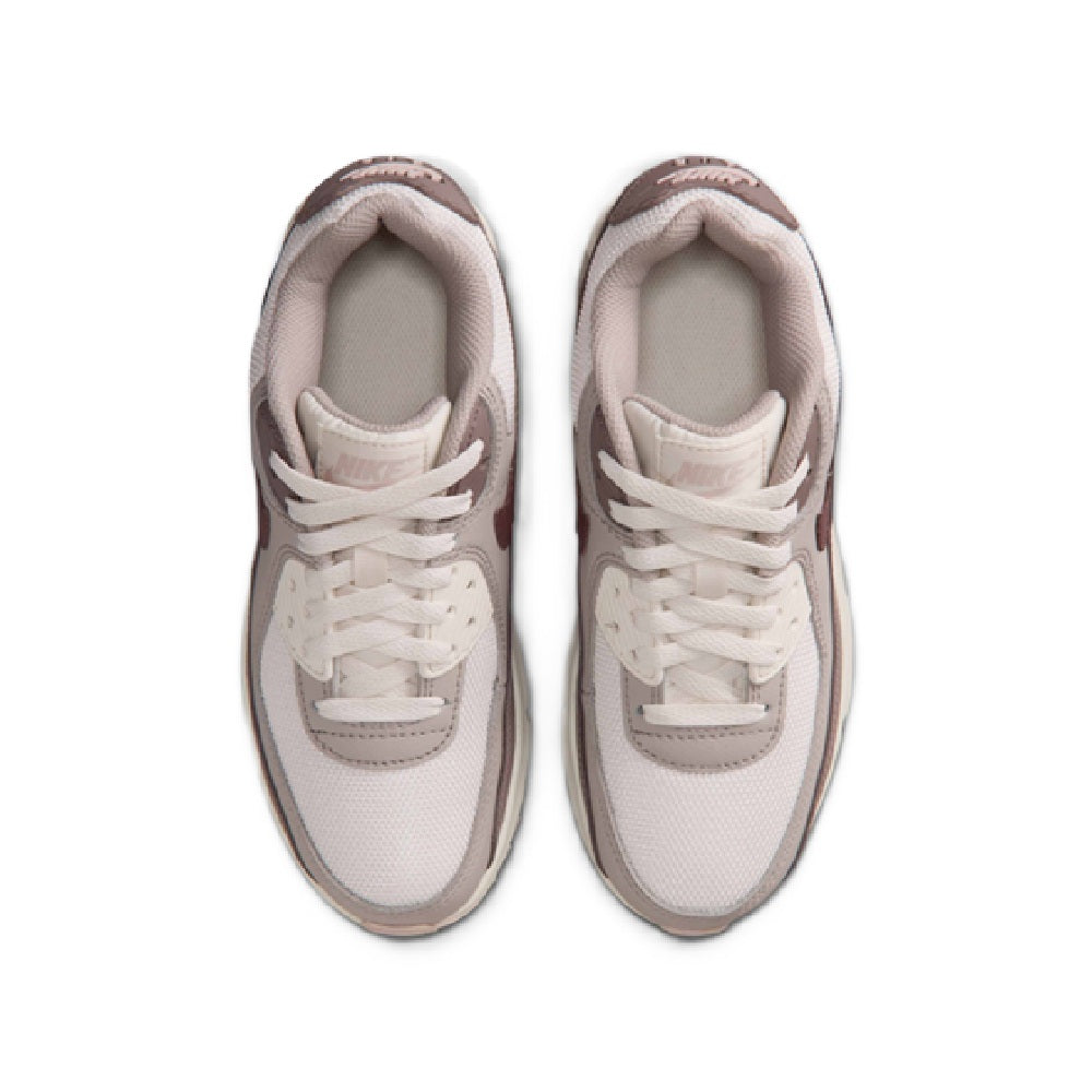 Air Max 90 kids' sneakers, pair view with white laces and cream upper