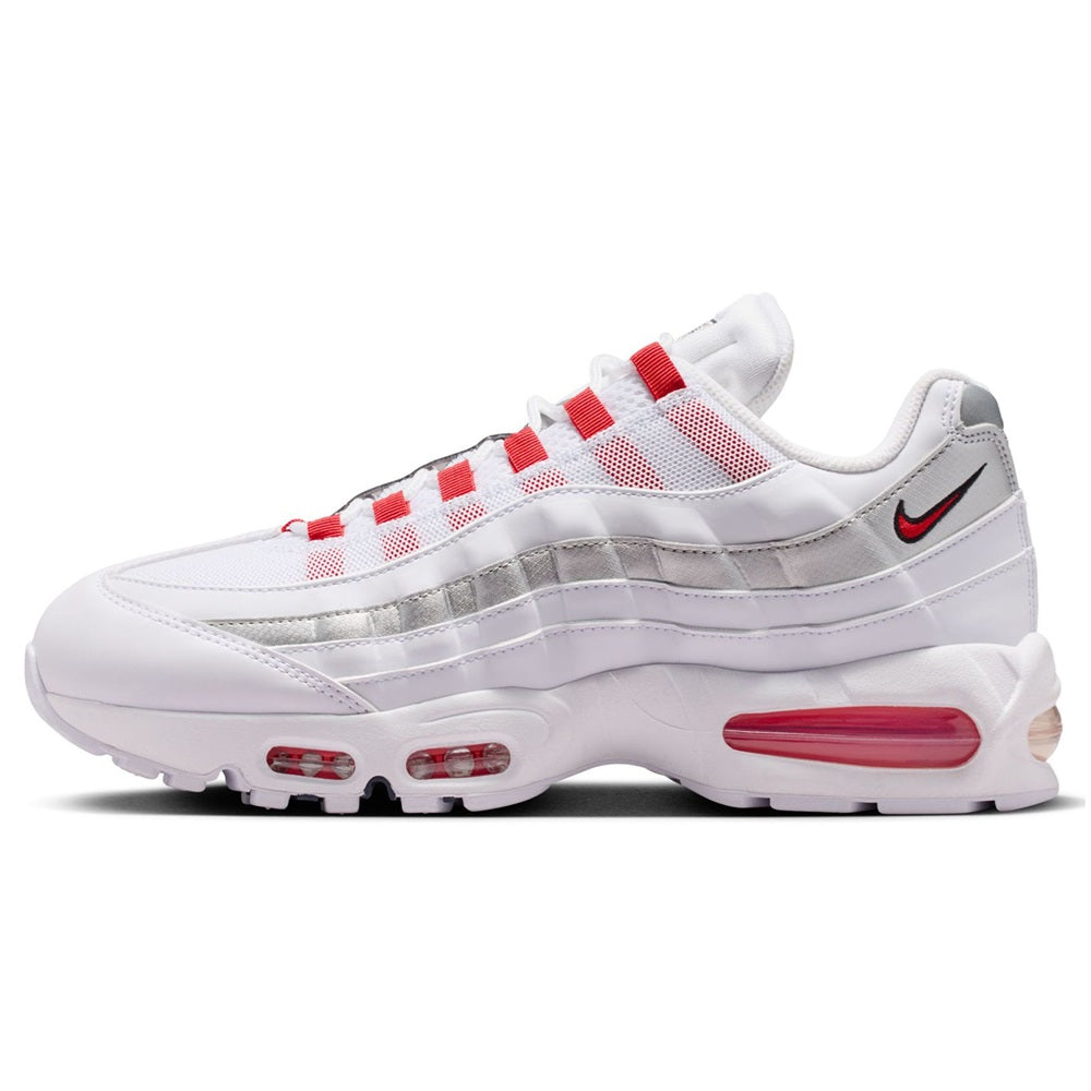 Nike Air Max 95 low-top sneakers, white with red lace panels and Swoosh