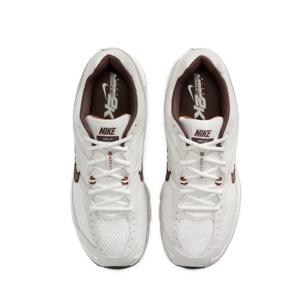 Men's Nike Air Max sneakers in white, tongue and laces view with Nike logo