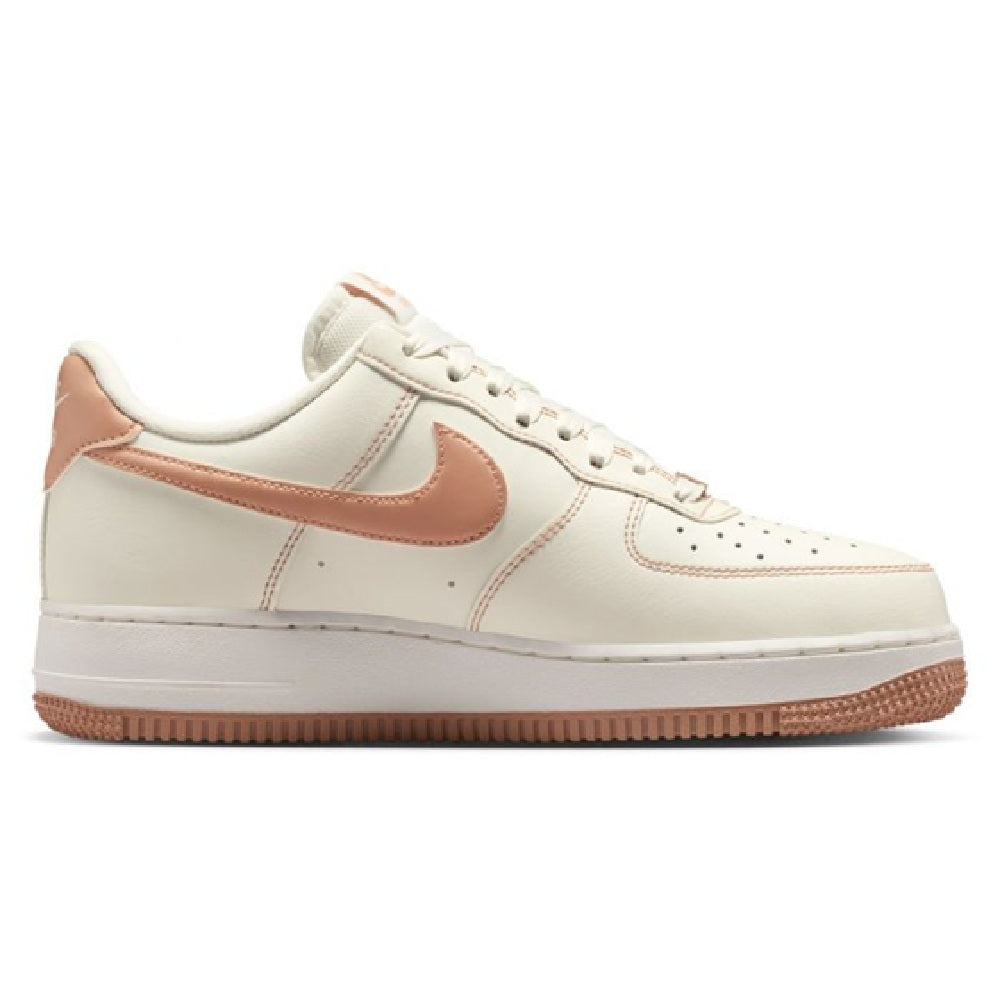 Nike Air Force 1 low-top sneakers, sail leather with rose gold Swoosh and gum sole
