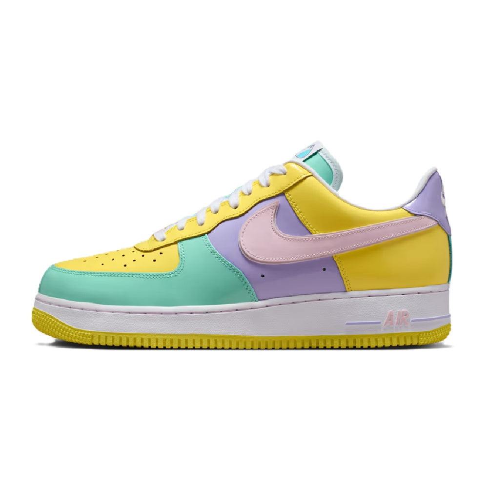 Men's Air Force 1 low-top sneakers in yellow with mint and lilac panels