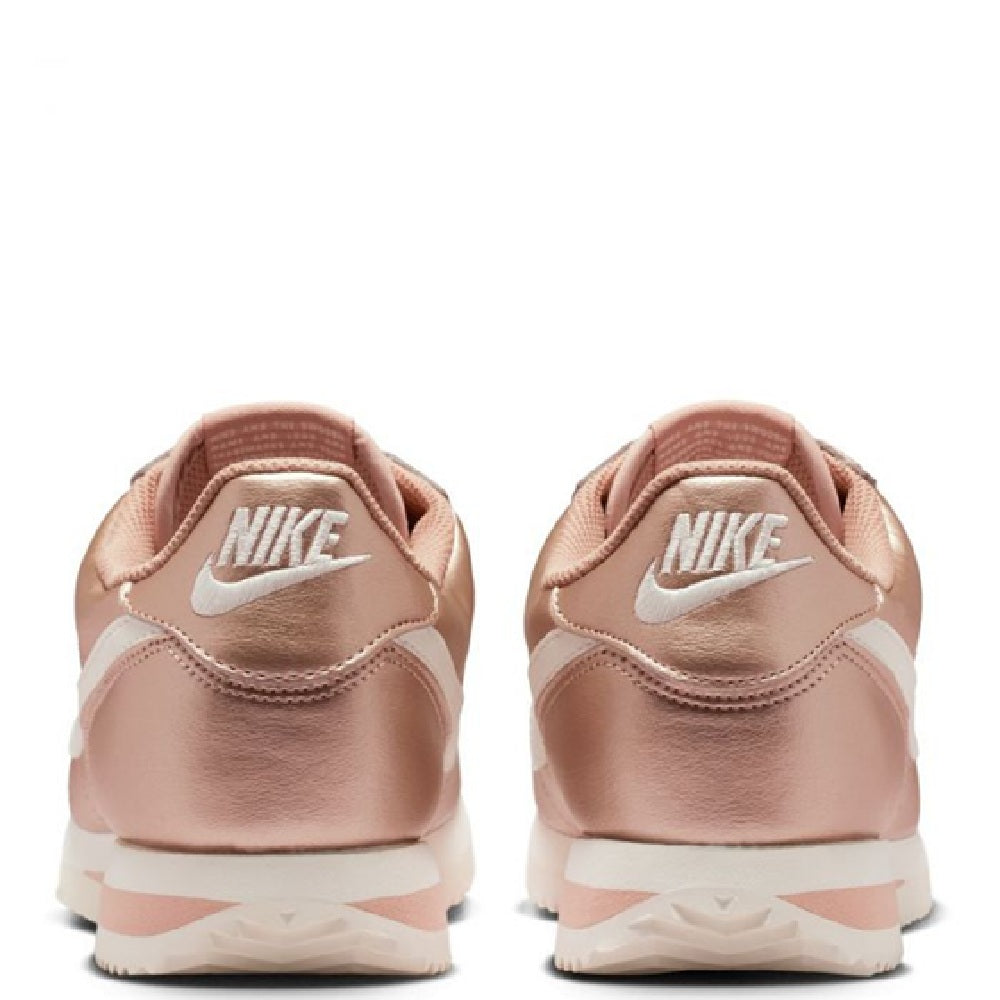 Nike Cortez MTLC sneakers, back view with Nike heel logo and cushioned collar