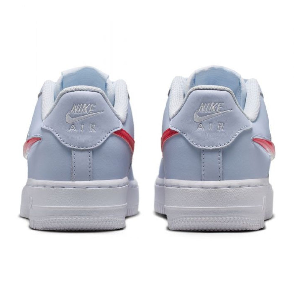 Kids' Nike Air Force 1 sneakers, heel view with Nike Air logo and red side accents