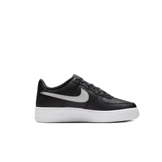 Nike Air Force 1 kids sneaker, black upper, white swoosh and midsole