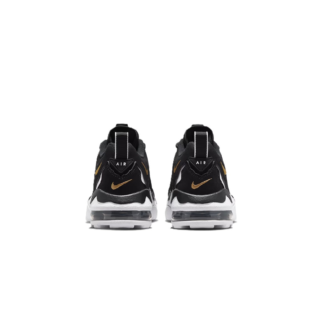 Big kid's Nike Air DT Max '96 Low sneakers, rear view, black uppers with gold accents