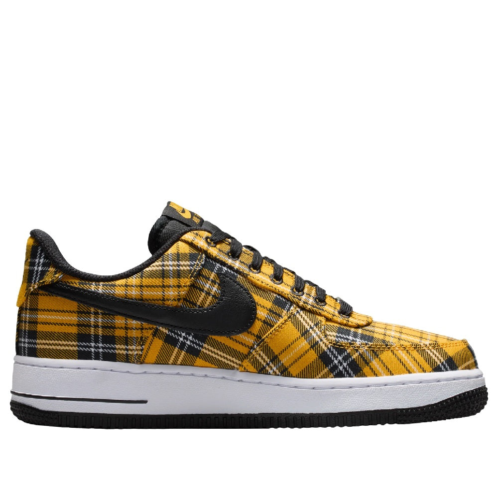 Nike Air Force 1 low-top sneakers in yellow plaid with black swoosh and white sole