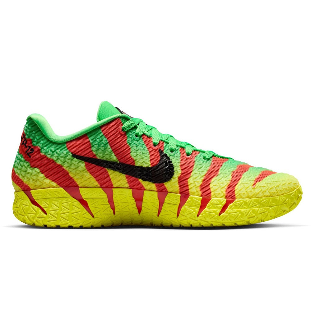 Men's Nike Ja 3 JP sneakers in bright green, yellow, red with black Swoosh