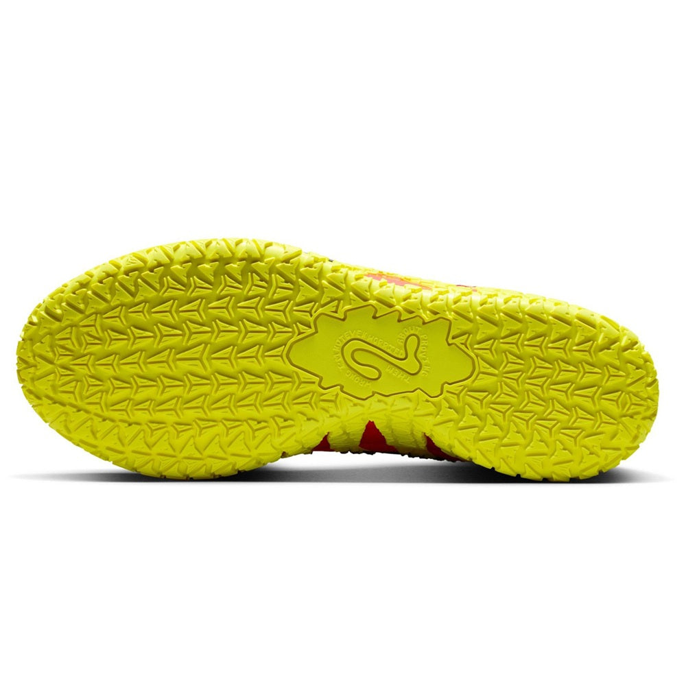 Nike Ja 3 JP outsole view with textured yellow rubber and lime-green Swoosh logo