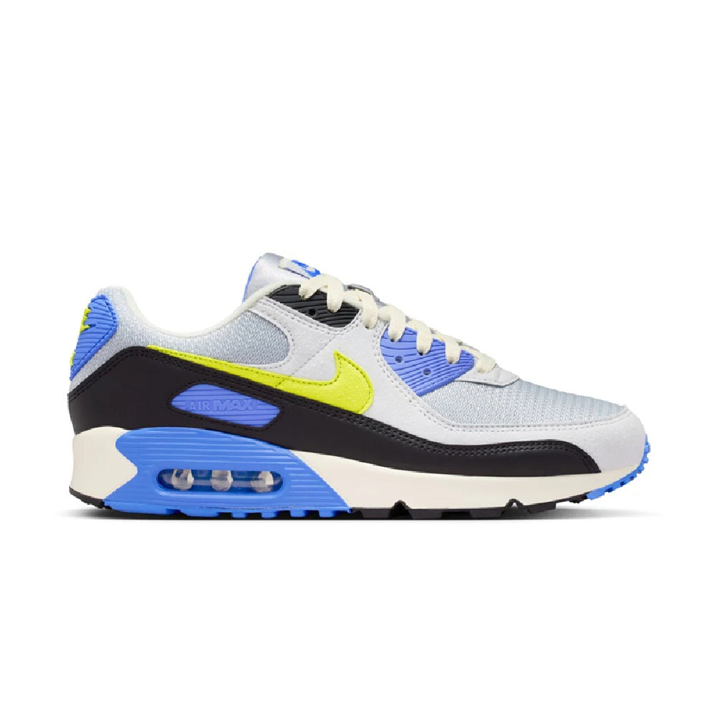 Men's Nike Air Max III lace-up sneakers in light gray, black, blue with Air Max sole