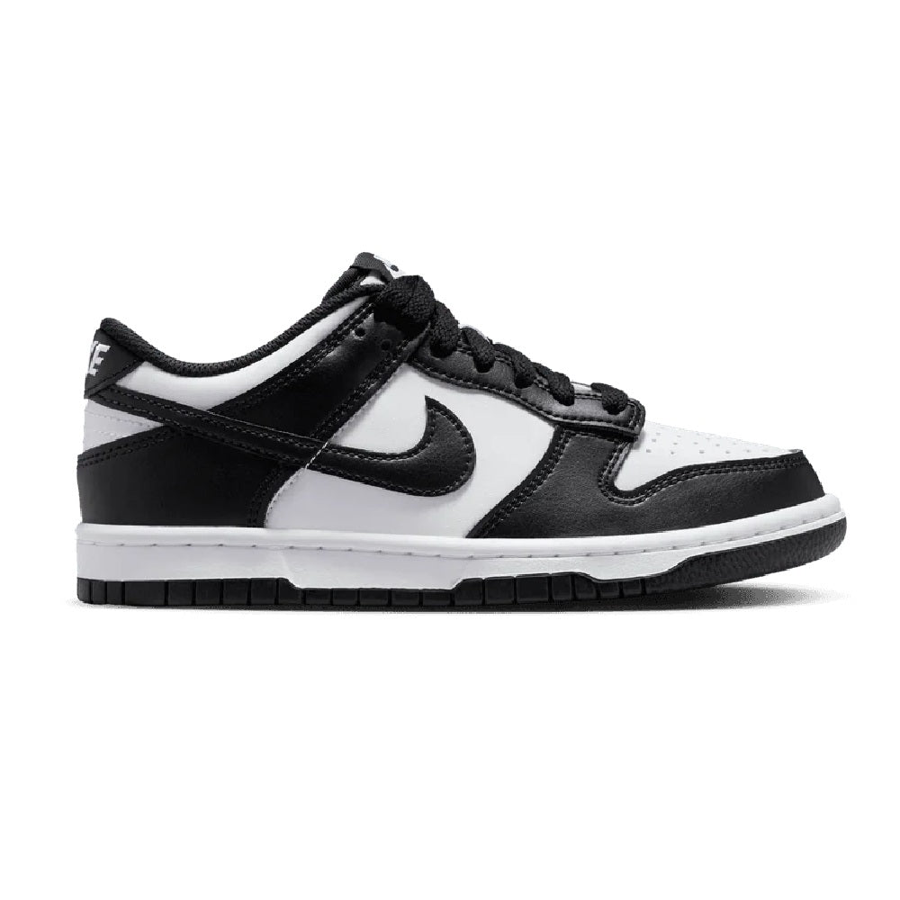 Kids' Nike Dunk Low sneakers, black and white lace-up low-top with Swoosh