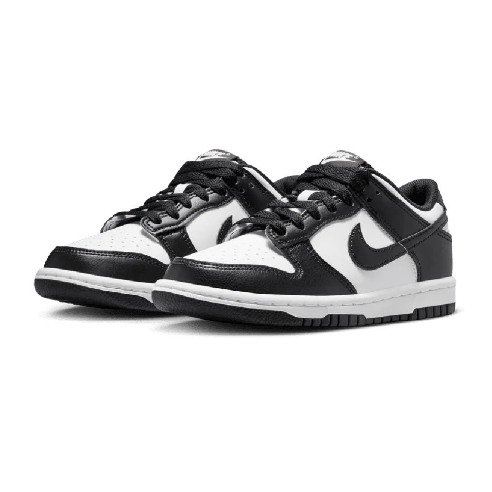 Kids' Nike Dunk Low sneakers, black and white lace-up low-top with front toe panel