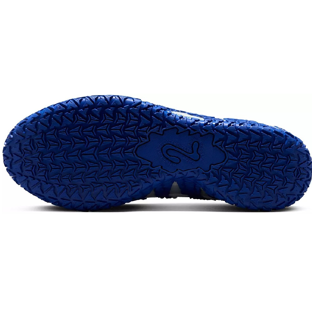 Nike Ja 3 outsole view with blue traction pattern and center flex groove