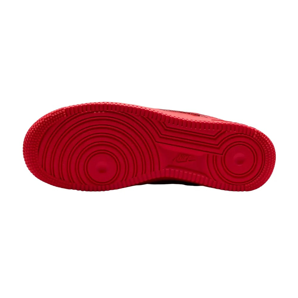 Red Nike Air Force 1 outsole, textured rubber traction pattern