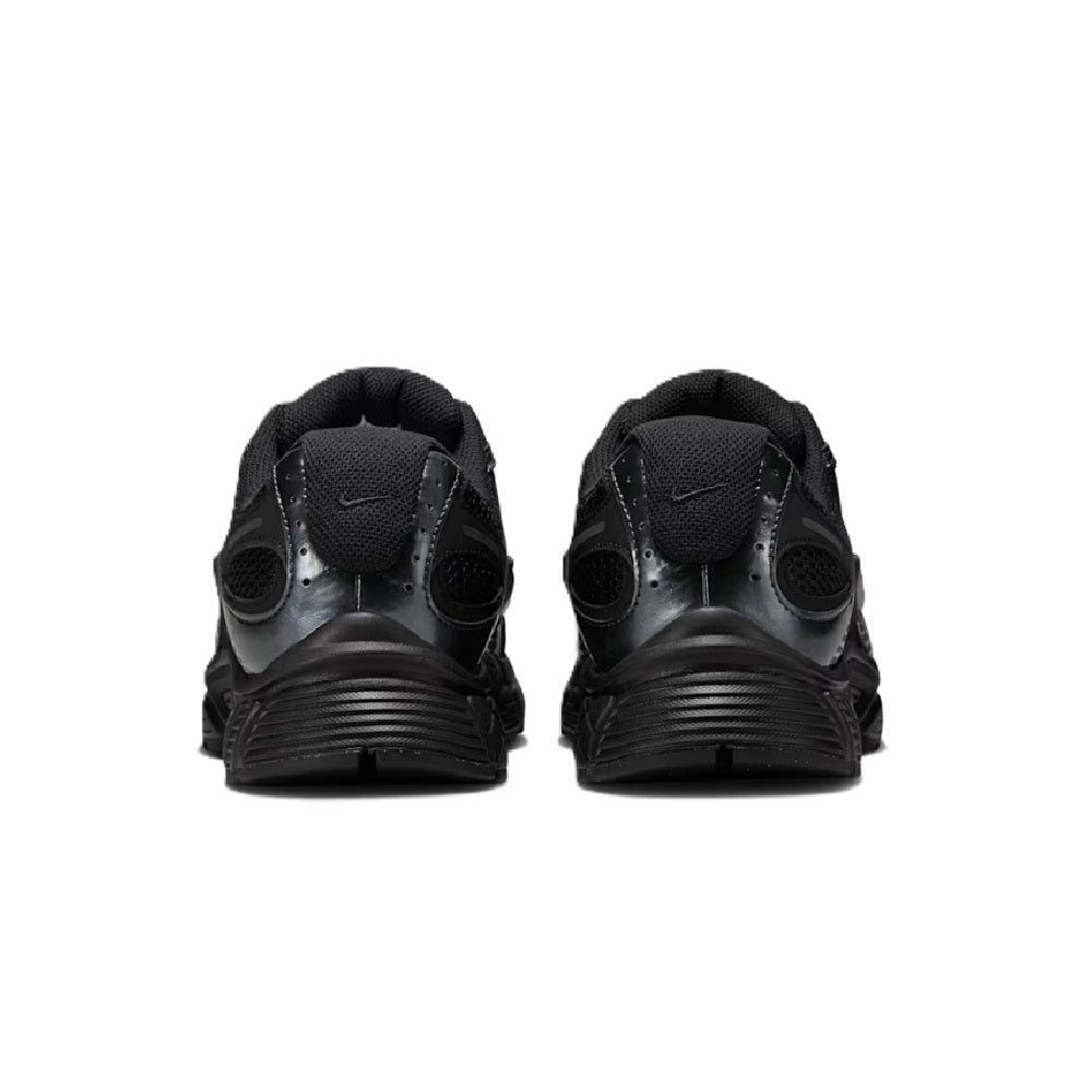 Nike V5 RNR extra wide black sneakers, back view with heel cushioning and logo.