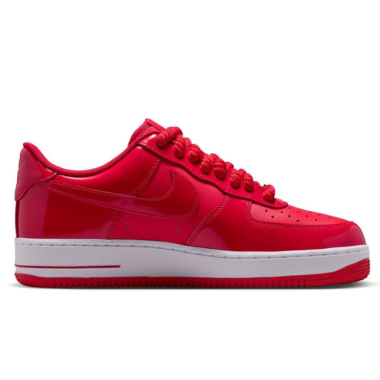 Red Nike Air Force 1 low-top sneakers, leather uppers, lace-up, white midsole