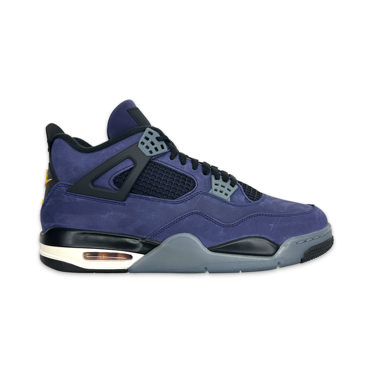 Air Jordan 4 Retro “Lakers” lace-up sneakers in purple with mesh panels and Air sole