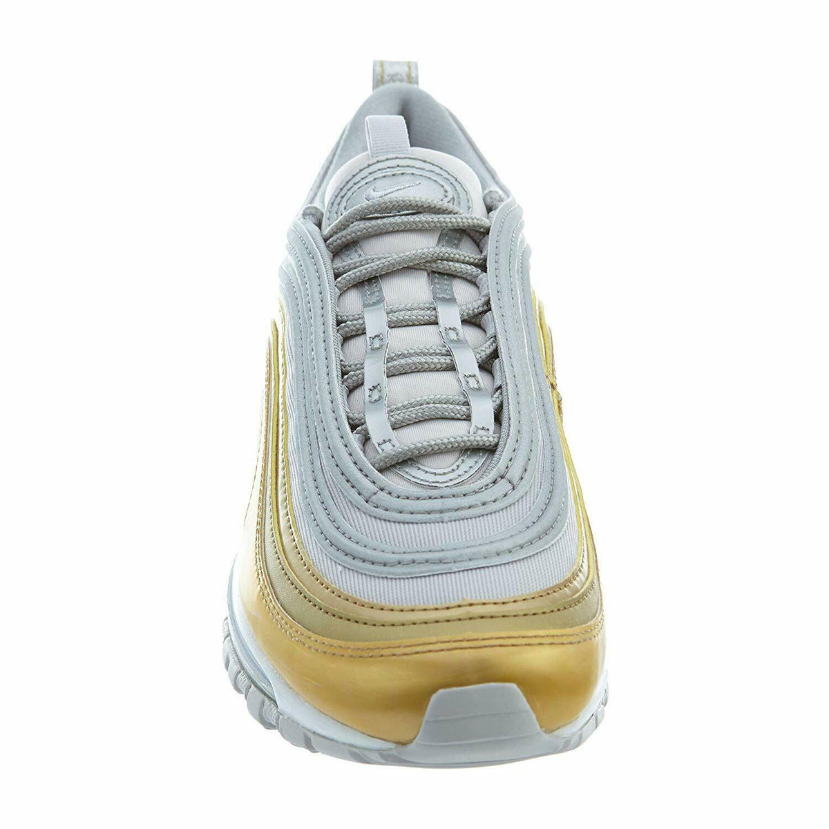 Women's Nike Air Max 97 sneakers, lace-up light gray with gold heel trim
