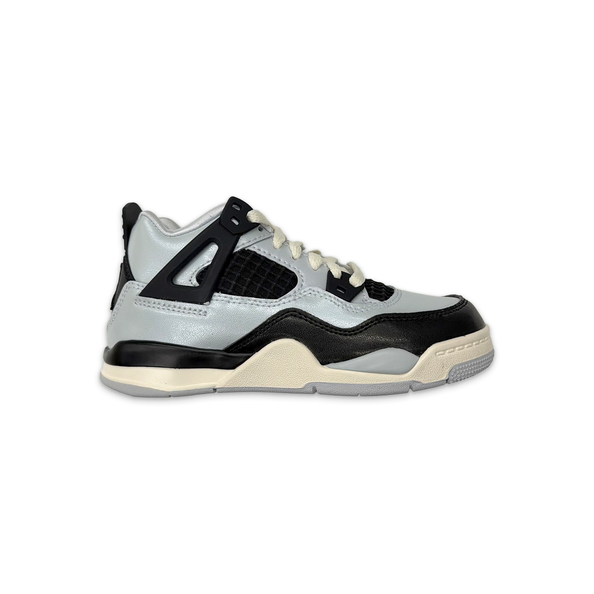 Air Jordan 4 Retro PS sneaker, white and black with gray net detail