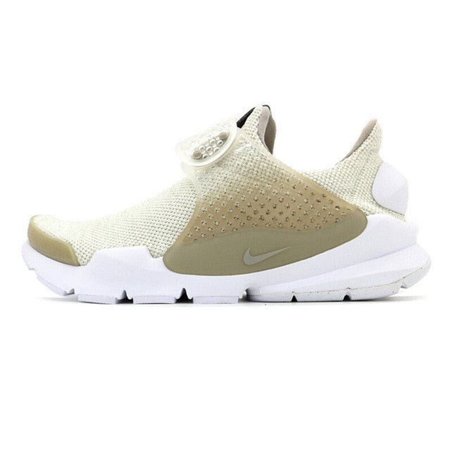 NIKE Sock Dart SE knit running shoe in cream and tan with white midsole