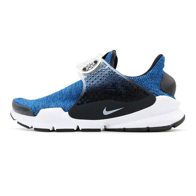 NIKE Sock Dart SE knit running shoe in blue and black with perforated mesh side