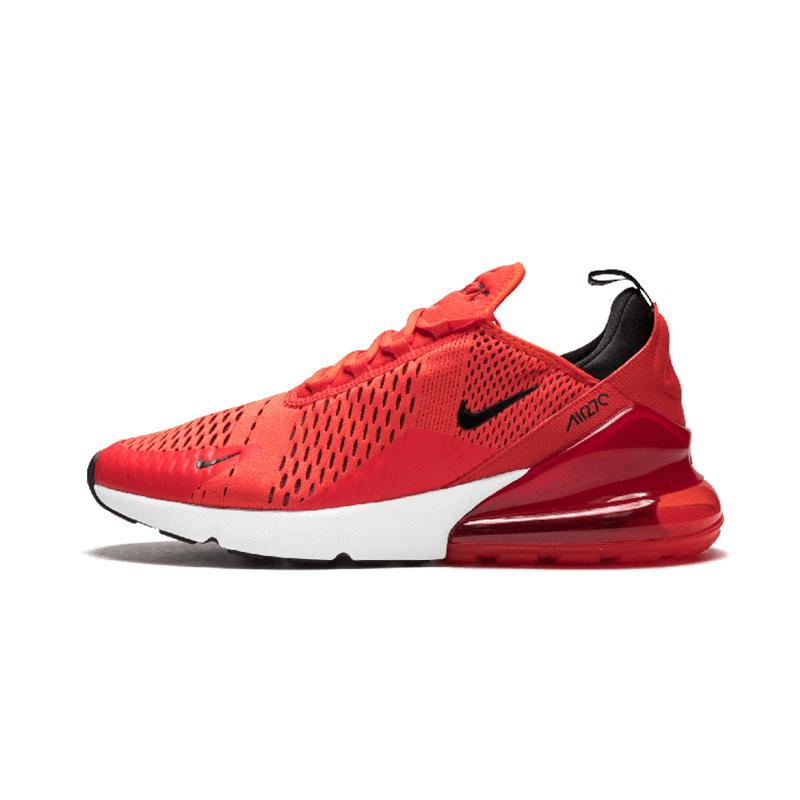 Air Max 270 running shoes in bright red knit with black collar and white sole