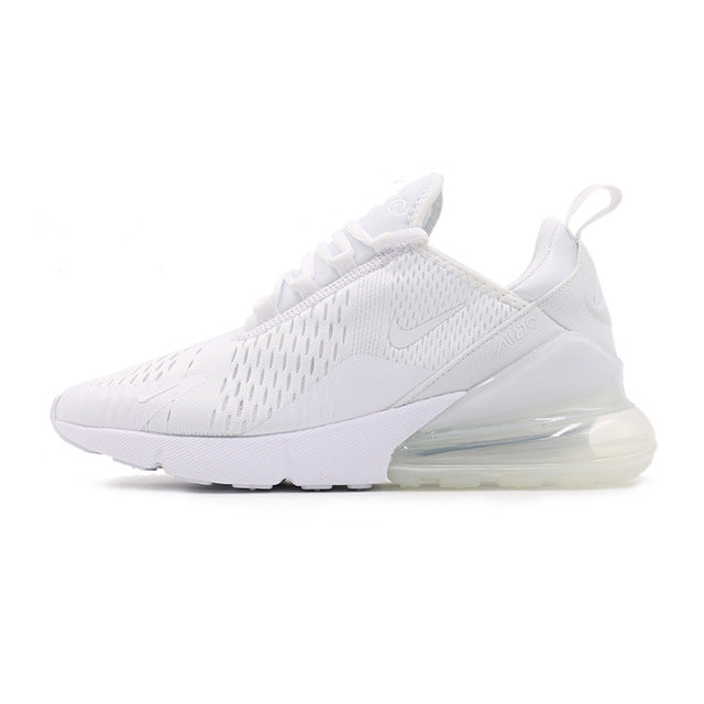 Air Max 270 running shoes in white with a low-profile Air unit and clean knit texture