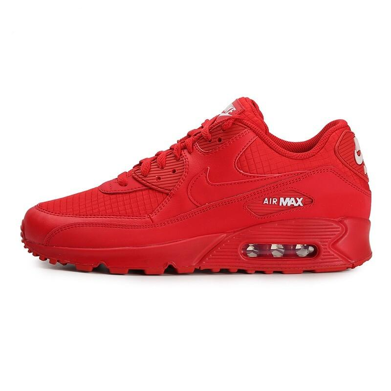 Red Air Max running shoe sneaker with Swoosh and visible Air window midsole