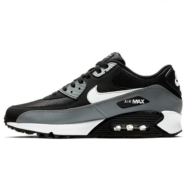 Black and gray Air Max running shoe sneaker with Swoosh and visible Air window