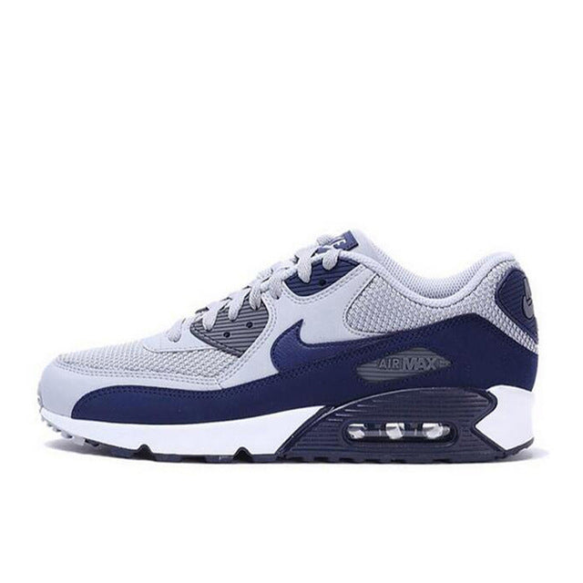 NIKE Air Max 90 running shoes in white with navy accents, lace-up