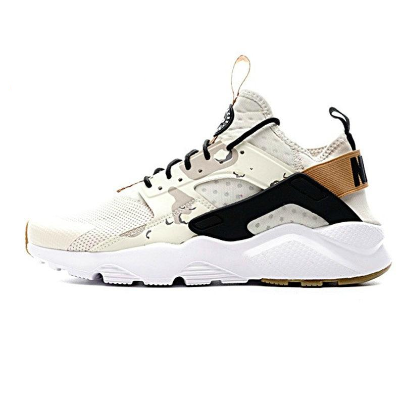 NIKE AIR HUARACHE running shoes, white with black and tan accents