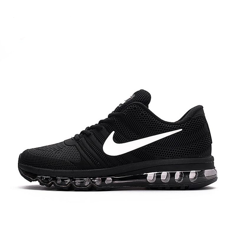 Air Max running shoes in black with white swoosh and clear Air sole pods