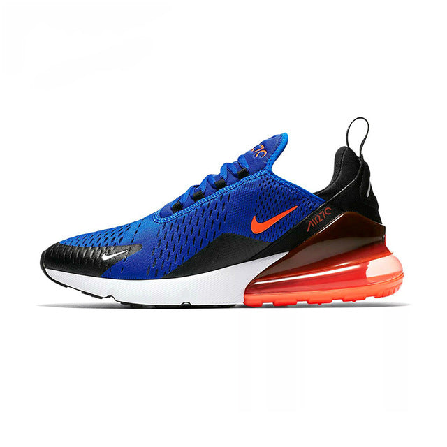 Men's blue running shoes with Nike swoosh and Air Max heel window