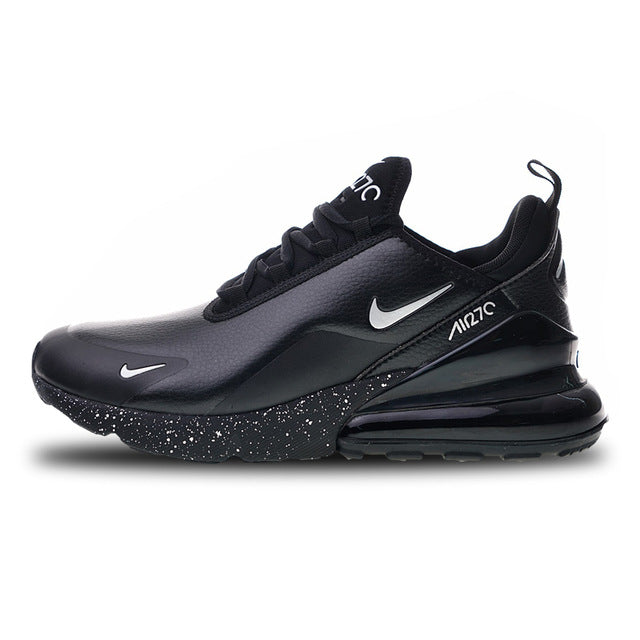 Nike Air Max 270 Premium running shoes, black upper with speckled midsole and Air sole