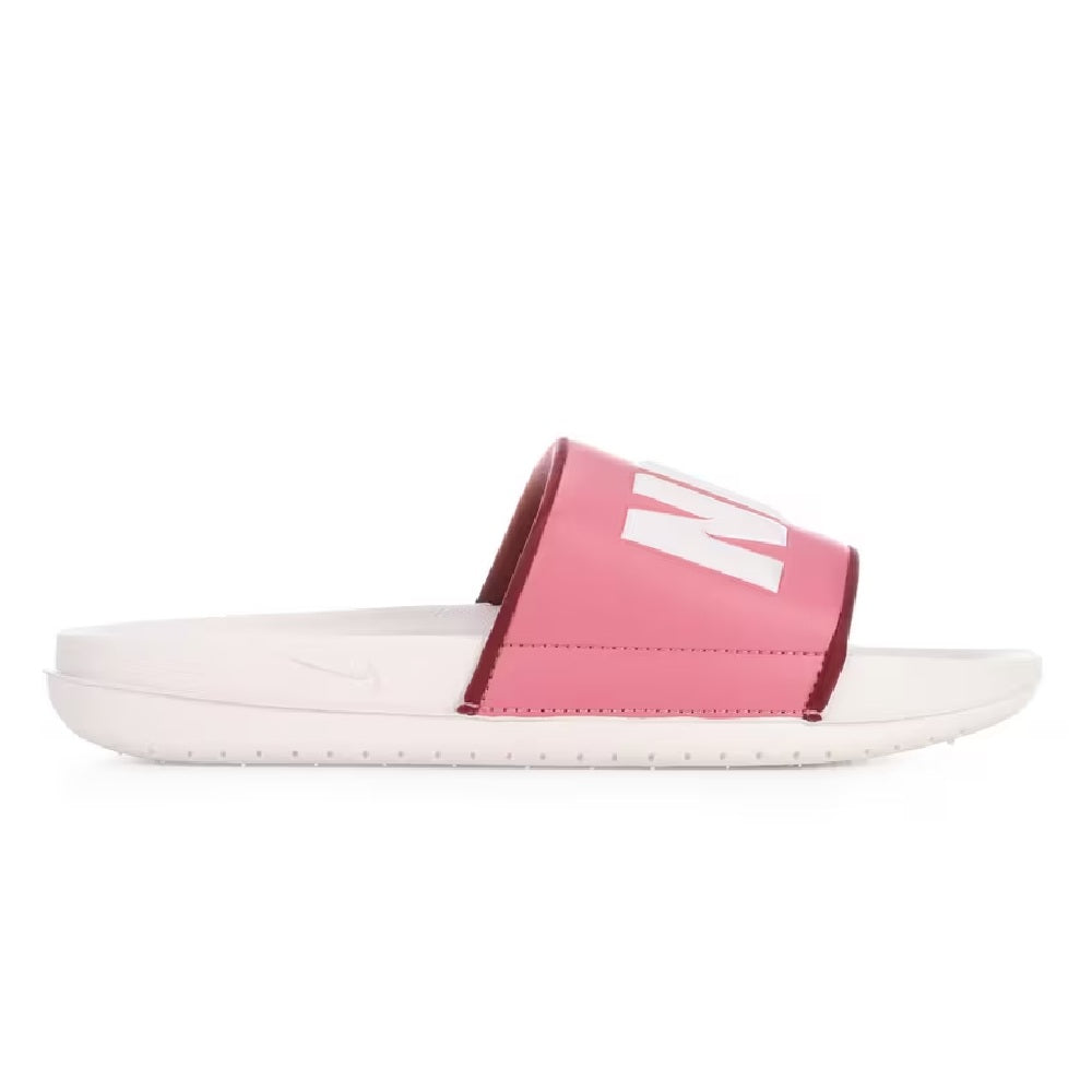 Nike Offcourt slide sandals with pink strap and white footbed