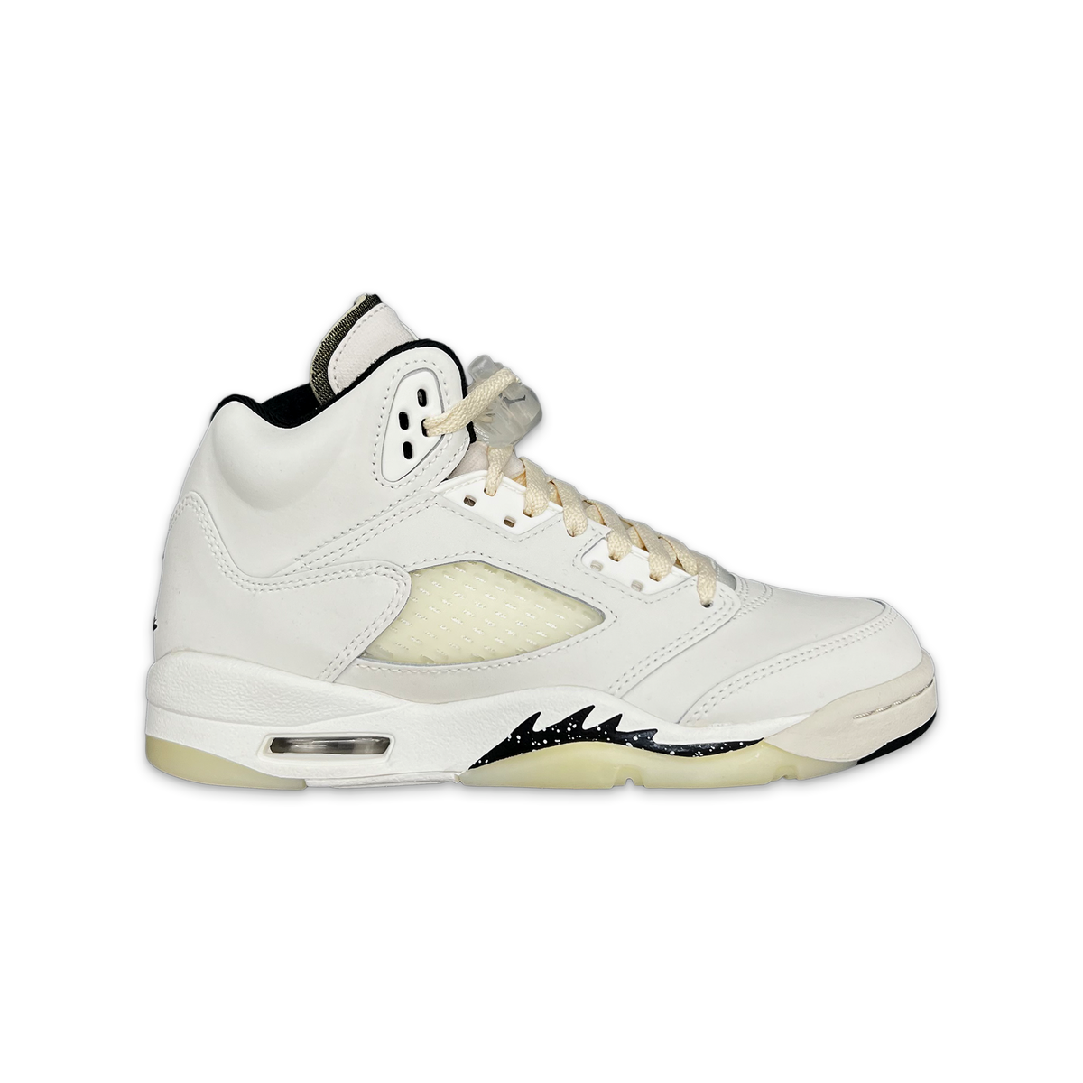 Kids Air Jordan 5 Retro SE sneakers with white leather, cream suede panels, lace-up